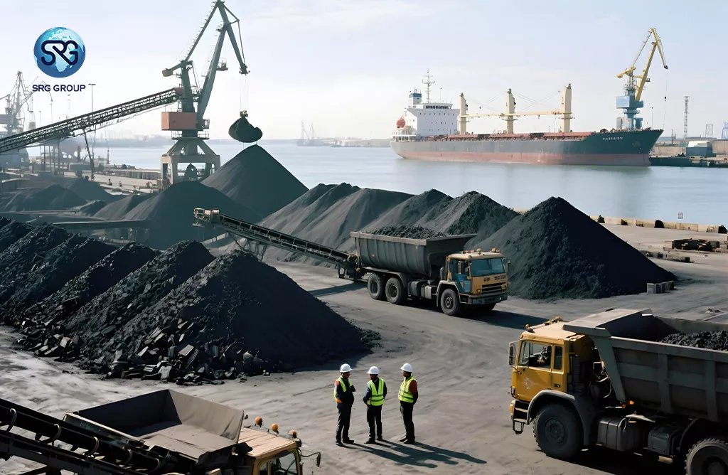 Cargo Port Cranes Operating beside a coastal industrial zone